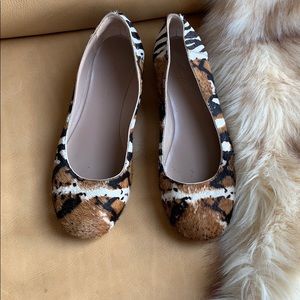 Huis Clos animal print cow hair/hide ballet flats